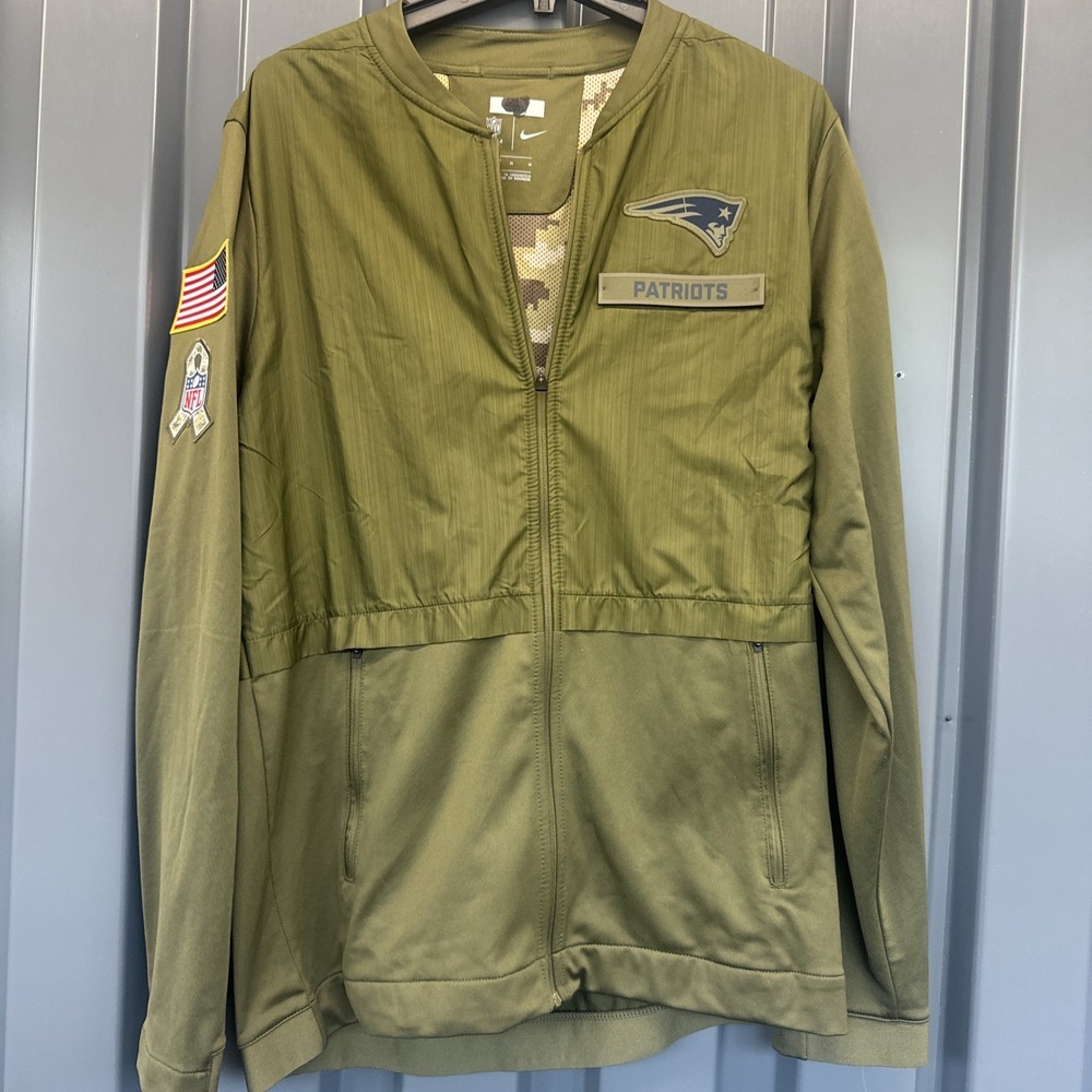 Nike Patriots Salute to Service Jacket Men's M‎ Olive Hybrid Full Zip NFL Camo